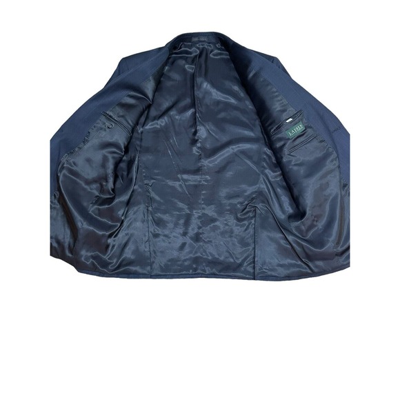 Lauren Ralph Lauren Men's 46R Navy Blue Plaid 100% Wool 2 Button Blazer Jacket - Picture 5 of 10